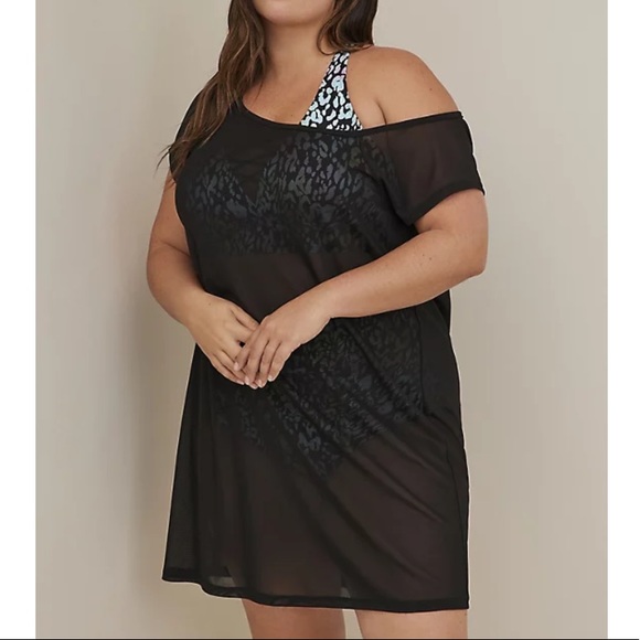 TORRID NWT MESH SWIM COVER-UP DRESS - BLACK - Picture 3 of 5